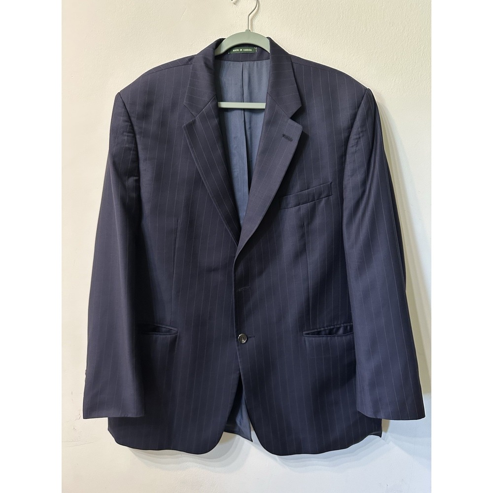 Lauren Ralph Lauren 46R Blazer Mens Navy Blue Wool Cashmere Pinstripe Jacket